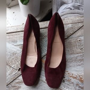 Vintage Kate Spade Burgandy Suede Block Heeĺ Size 8 M⚘️ Beautiful!
